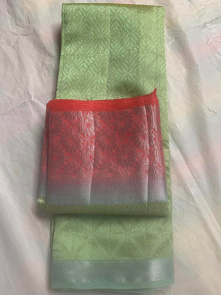 2-3 Days Delivery! Tussar Silk With Contrast Blouse Style #1