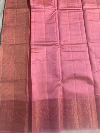 2-3 Days Delivery! Tussar Silk With Contrast Blouse - Pink