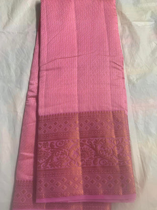 2-3 Days Delivery! Tussar Silk With Contrast Blouse - Pink