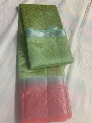 2-3 Days Delivery! Tussar Silk With Contrast Blouse Style #1