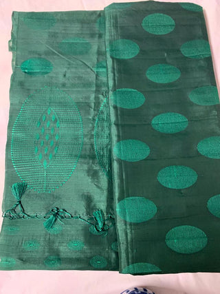 Green Color  embroidered Tussar Fancy Saree