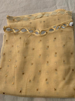 2-3 Days Delivery! CHIFFON DUPATTA with Contrast Golden Colour Lace Work