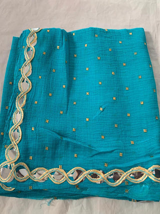 2-3 Days Delivery! CHIFFON DUPATTA with Contrast Golden Colour Lace Work