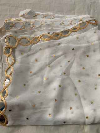 2-3 Days Delivery! CHIFFON DUPATTA with Contrast Golden Colour Lace Work