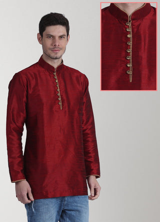 Maroon Color Gents Dupion Silk Kurta