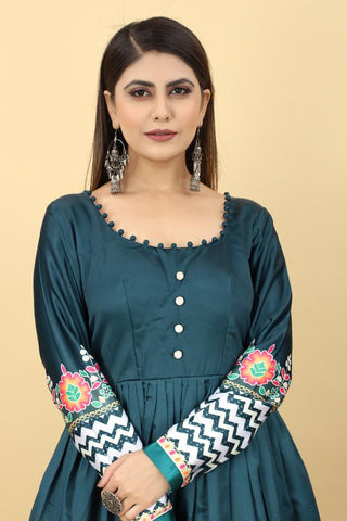 2-3 Days Delivery! Flowy Zig-Zag Gown - Malai Silk