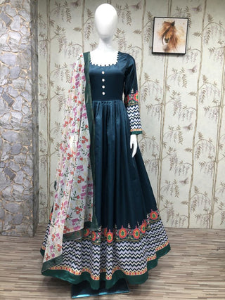 2-3 Days Delivery! Flowy Zig-Zag Gown - Malai Silk