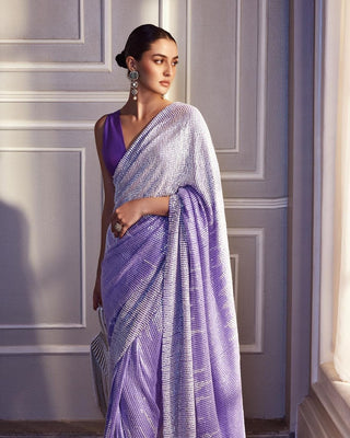 Purple Sequins Saree