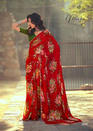 Georgette With Fancy (Moti) Lace Border & Fancy Blouse