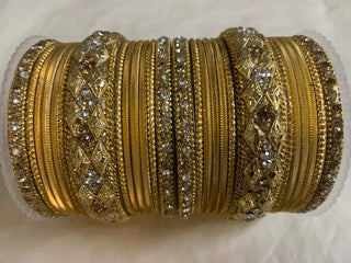 Golden Color Trendy bangles With Stone Decorated