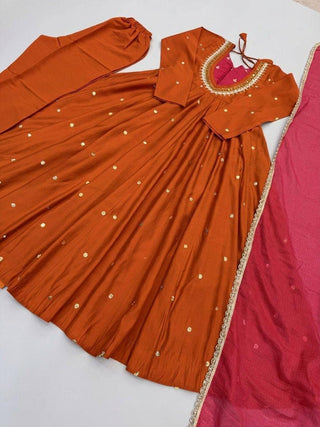 VARMAN DESIGNER ANARKALI GOWN SET FOR WOMEN REAL MIROR WORK WITH EMBROIDERY READY TO WEAR ID : 10464446218522