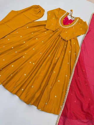 VARMAN DESIGNER ANARKALI GOWN SET FOR WOMEN REAL MIROR WORK WITH EMBROIDERY READY TO WEAR ID : 10464446218522