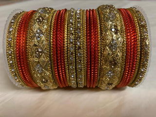 Red Color Trendy bangles With Stone Decorated