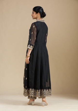 VARMAN DESIGNER BLACK FOX FABRIC WITH SEQUIN AND CHIKU THREAD WORK  FOR WOMEN READY TO WEAR FULLY STITCHED ID : 10443877253402