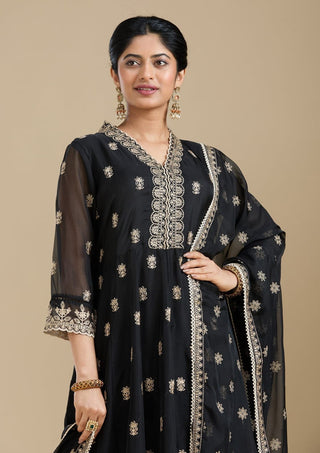VARMAN DESIGNER BLACK FOX FABRIC WITH SEQUIN AND CHIKU THREAD WORK  FOR WOMEN READY TO WEAR FULLY STITCHED ID : 10443877253402