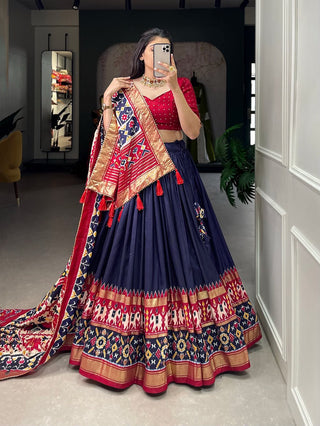 2-3 Days Delivery! Indian Lehenga for Women Ready to Wear Lehenga Choli Tussar Silk Party Wear Blue Color Fully Stitched Blouse, Listing ID: 8858525434138