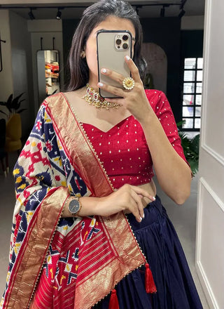 2-3 Days Delivery! Indian Lehenga for Women Ready to Wear Lehenga Choli Tussar Silk Party Wear Blue Color Fully Stitched Blouse, Listing ID: 8858525434138