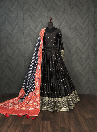 Myra-Silk-Lehenga-Blouse-Dupatta-Set-Print-Sequins-Embroidery-Work-Black-5