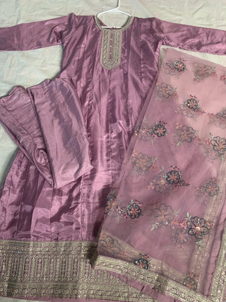 2-3 Days Delivery! Indian Pakistani Salwar Kameez Suit Women Ready to Wear Dola Silk With Sequins Embroidery Work Party Wear Lavender Color, Listing ID: 8664774476058