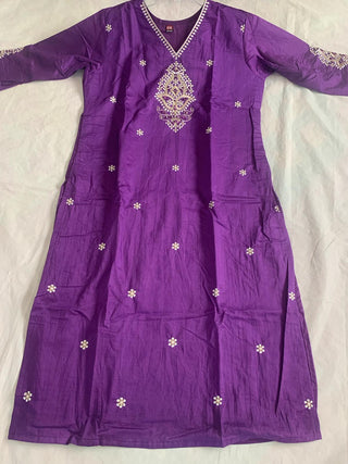 Varman Dresses For Women Party Wear Gown Kurtis Suit Cotton Silk with Mirror work Traditional Purple Color , Listing ID: 9468703473946