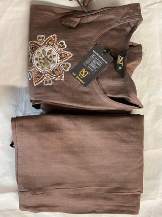 VARMAN DESIGNER KURTI SET - READY TO WEAR - PREMIUM SILK TOPS WITH DESIGNER NECK - CO-ORD SET - FULLY STITCHED ID : 10429231956250