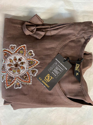 VARMAN DESIGNER KURTI SET - READY TO WEAR - PREMIUM SILK TOPS WITH DESIGNER NECK - CO-ORD SET - FULLY STITCHED ID : 10429231956250