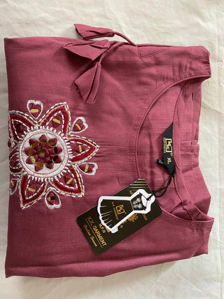 VARMAN DESIGNER KURTI SET - READY TO WEAR - PREMIUM SILK TOPS WITH DESIGNER NECK - CO-ORD SET - FULLY STITCHED ID : 10429231956250