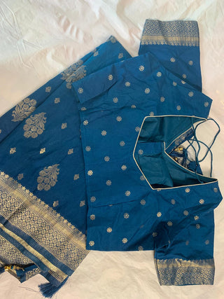 2-4 Days Delivery! Varman Traditional Indian Saree for Women Ready to Wear Saree Banarasi Khadi Georgette Party Wear Fully Stitched Blouse, Listing ID: 9648437559578