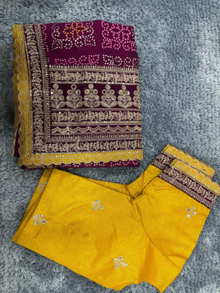 1-4 Days Delivery! Classic Vichitra Silk Saree With Zari Stone Work And Blouse With Embroidery Work, Listing ID: 9871322939674