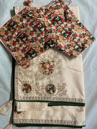1-4 Days Delivery! Classic Crepe Silk Saree And Blouse With Embroidery Work, Listing ID: 9871328706842