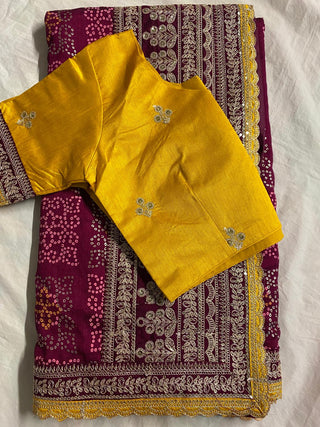 1-4 Days Delivery! Classic Vichitra Silk Saree With Zari Stone Work And Blouse With Embroidery Work, Listing ID: 9871322939674