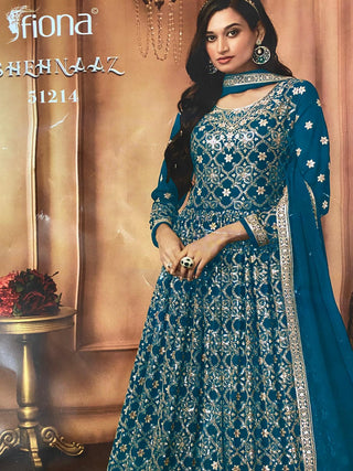 1-4 Days Delivery! Georgette Long Gown with Dupatta and Sequence Embroidery Thread work, Listing ID: 9904187277594