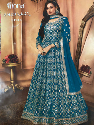 1-4 Days Delivery! Georgette Long Gown with Dupatta and Sequence Embroidery Thread work, Listing ID: 9904187277594