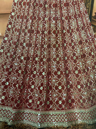 1-4 Days Delivery! Georgette Long Gown with Dupatta and Sequence Embroidery Thread work, Listing ID: 9904187277594
