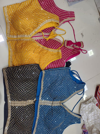 Varman Indian Blouses for Sarees Women Ready Made Party Wear Sleeveless Blouse with Sequins work, Listing ID: 9911804002586