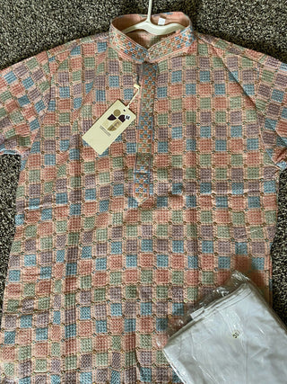 2-3 Days Delivery! Indian Men Kurta Pyjama Ready to Wear Rayon Cotton Party Wear, Listing ID: 9951648514330
