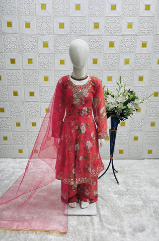 1-4 Days Delivery! Gown, Dupatta Suit Girls Ready to Wear Heavy Fox Georgette Print Sequence Embroidery Work, Listing ID: 9742175666458