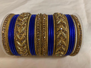 Dark Blue Color Trendy Bangles With Stone Decorated