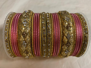 Pink Color Trendy bangles With Stone Decorated