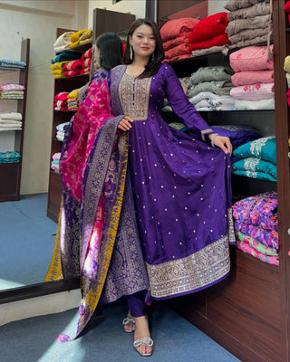 banana-silk-anarkali-flared-kurti-pant-dupatta-with-golden-zari-work-color-purple-1