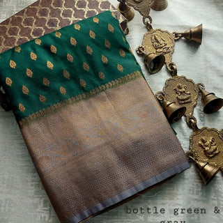 banarasi-mulberry-soft-silk-jacquard-sarees-color-bottle-green-grey