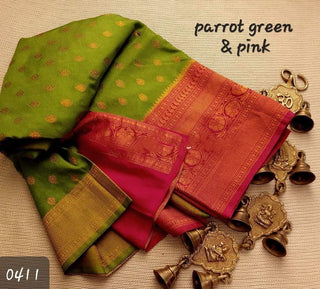 banarasi-mulberry-soft-silk-jacquard-sarees-color-parrot-green-pink