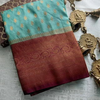 banarasi-mulberry-soft-silk-jacquard-sarees-color-pista-maroon