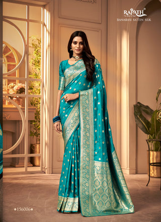 Varman Traditional Indian Saree for Women Ready to Wear Saree Banarasi Satin Party Wear Fully Stitched Blouse, Listing ID: PRE9463374774554