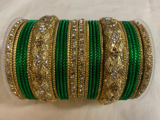 Green Color Trendy bangles With Stone Decorated