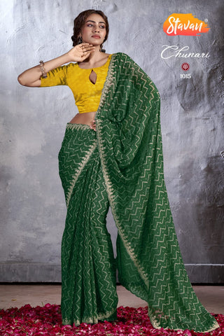 chiffon-saree-embroidery-work-color-bottle-green