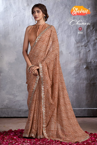 chiffon-saree-embroidery-work-color-brown