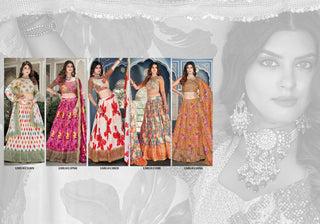 Elegant Crushed Chinon Lehenga, Blouse And Dupatta With Brightly Digital Print With Sequins Embroidery Work, Listing ID: PRE8800061980954