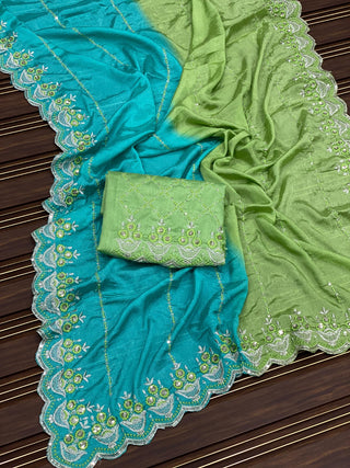 chinon-silk-saree-sequence-embroidery-work-color-green