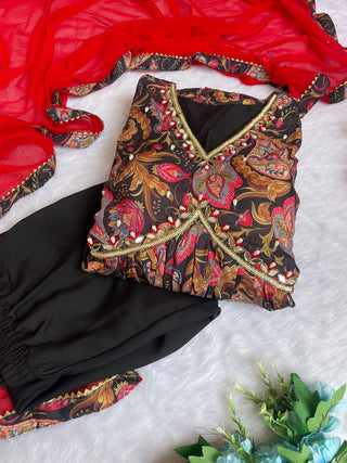 cotton-aliya-cut-gown-pant-dupatta-with-digital-print-hand-made-glass-mirror-work-color-black-9